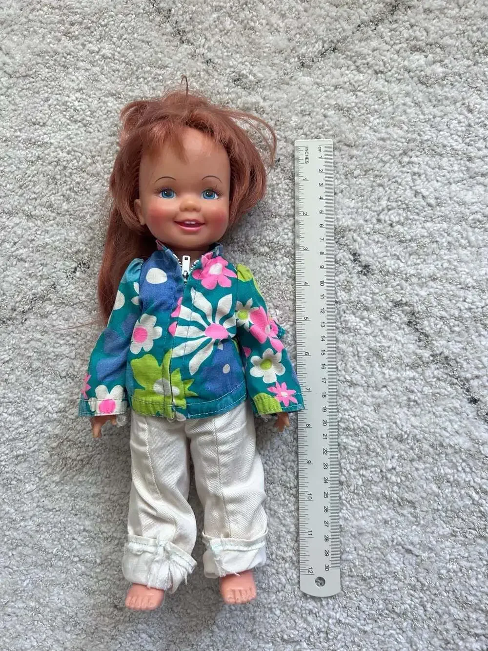 Vintage 1970s Ideal Cinnamon Doll with Growing Hair and Original Floral Outfit